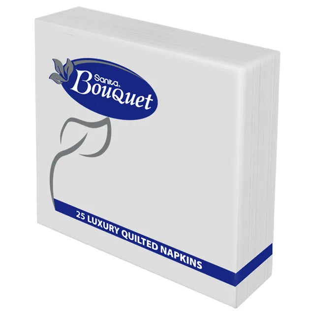 Sanita Bouquet White Quilted Napkins (24x24cm) 25 tissues