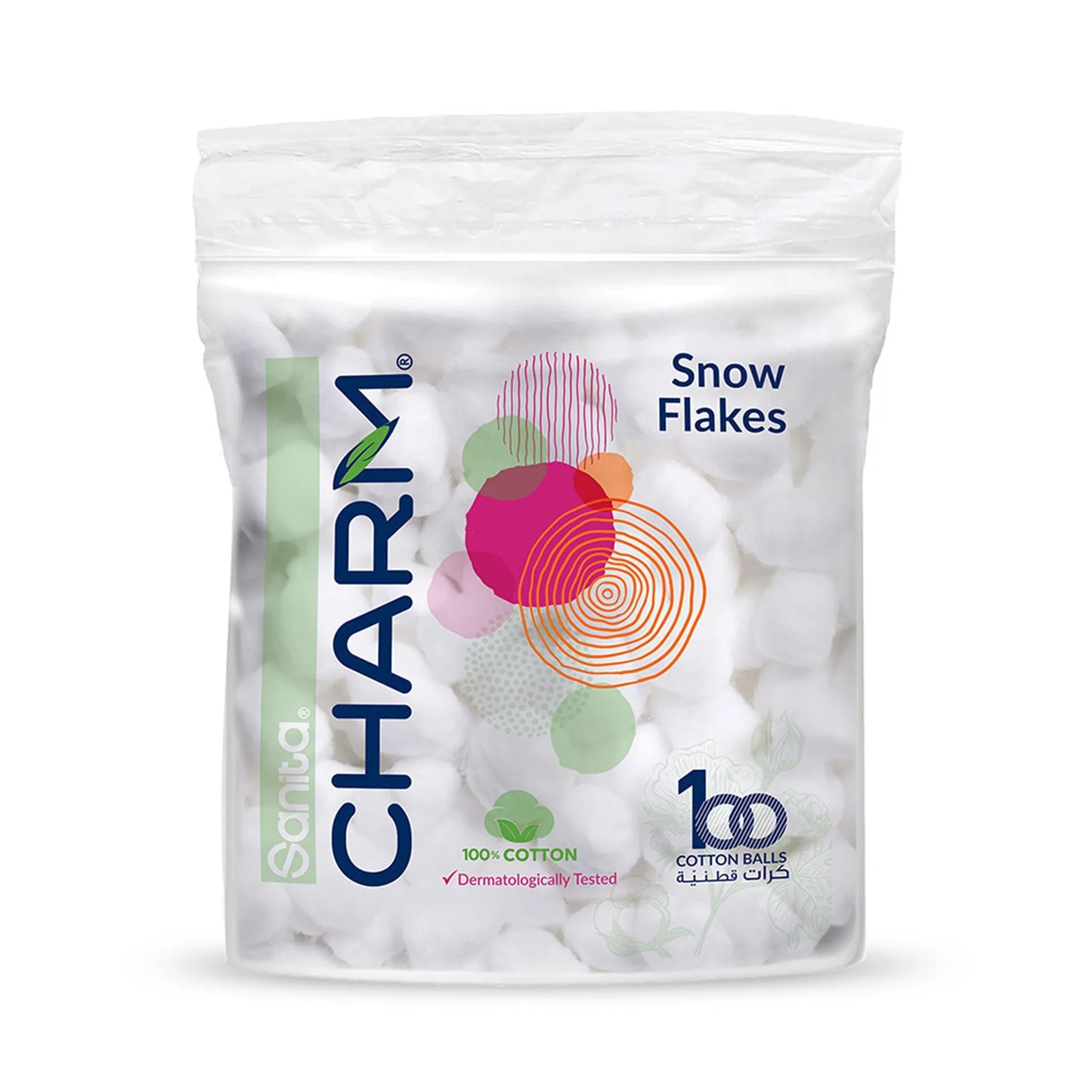 Sanita Charm Snow Flakes Cotton Balls 100 per pack