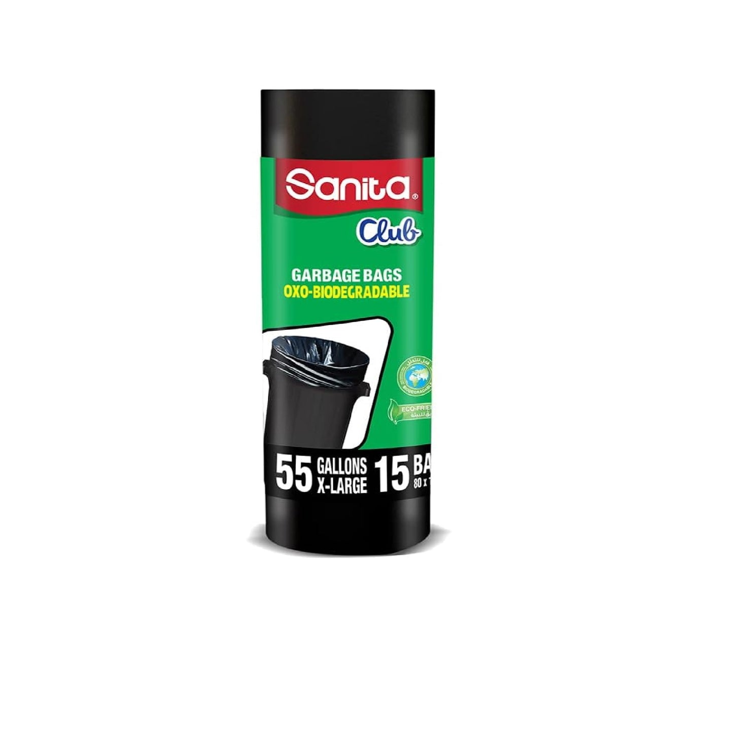 Sanita Club OxoBiodegradable XL Black 55 Gallon 15 per pack