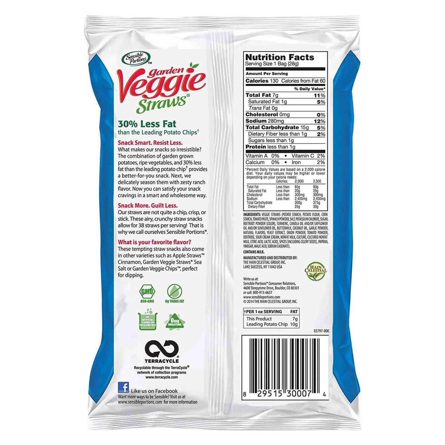 Sensible Portions Zesty Ranch Flavoured Garden Veggie Straws, 120g