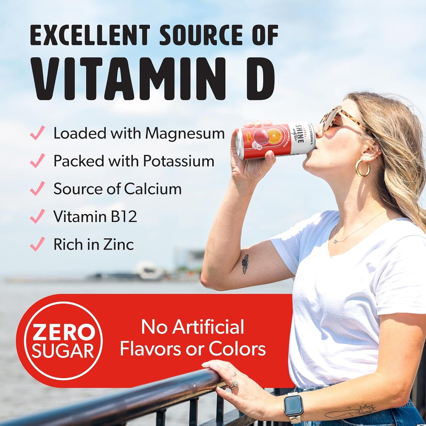 Shine Water Fruit Punch Flavor with Vitamin D, Electrolytes & Antioxidants 473 ml