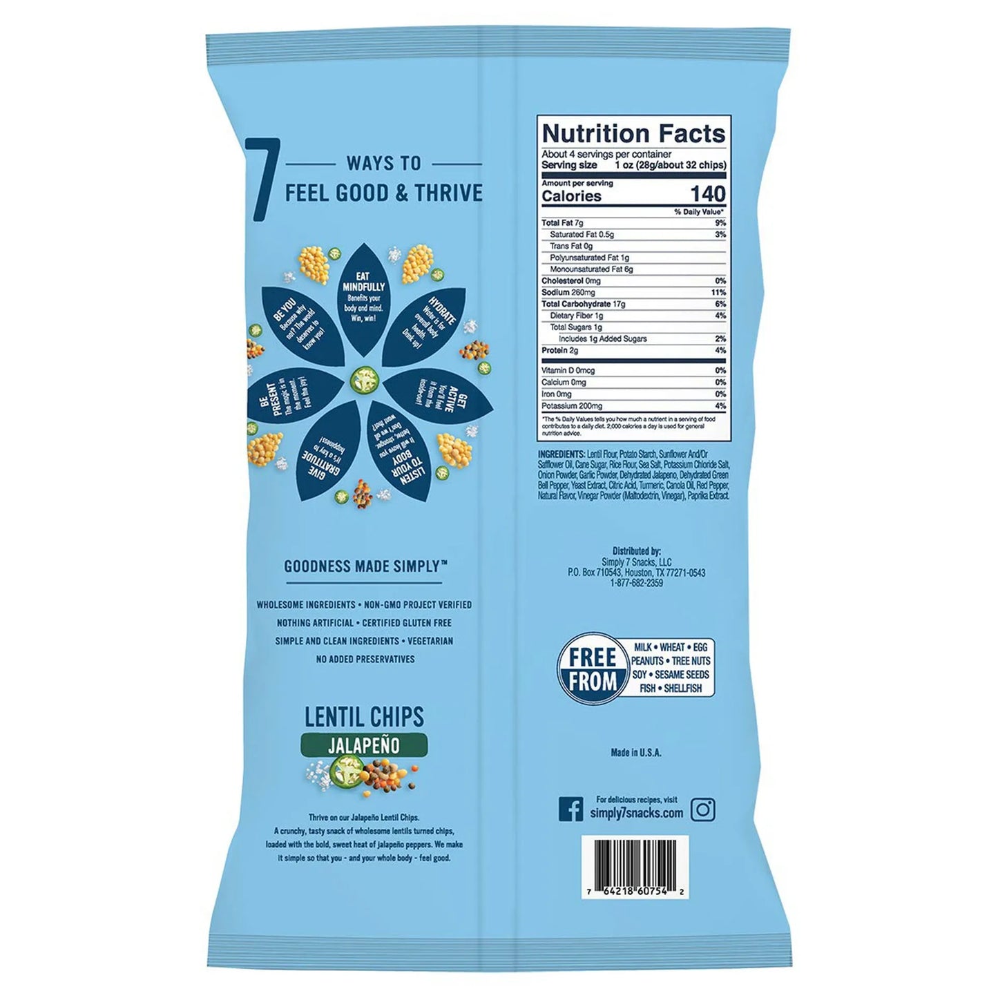 Simply 7 Jalapeno Lentil Chips 103 g
