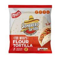 Sombrero Medium 8 Inch Spicy Tortilla Wraps (8 Pieces) 340 gr