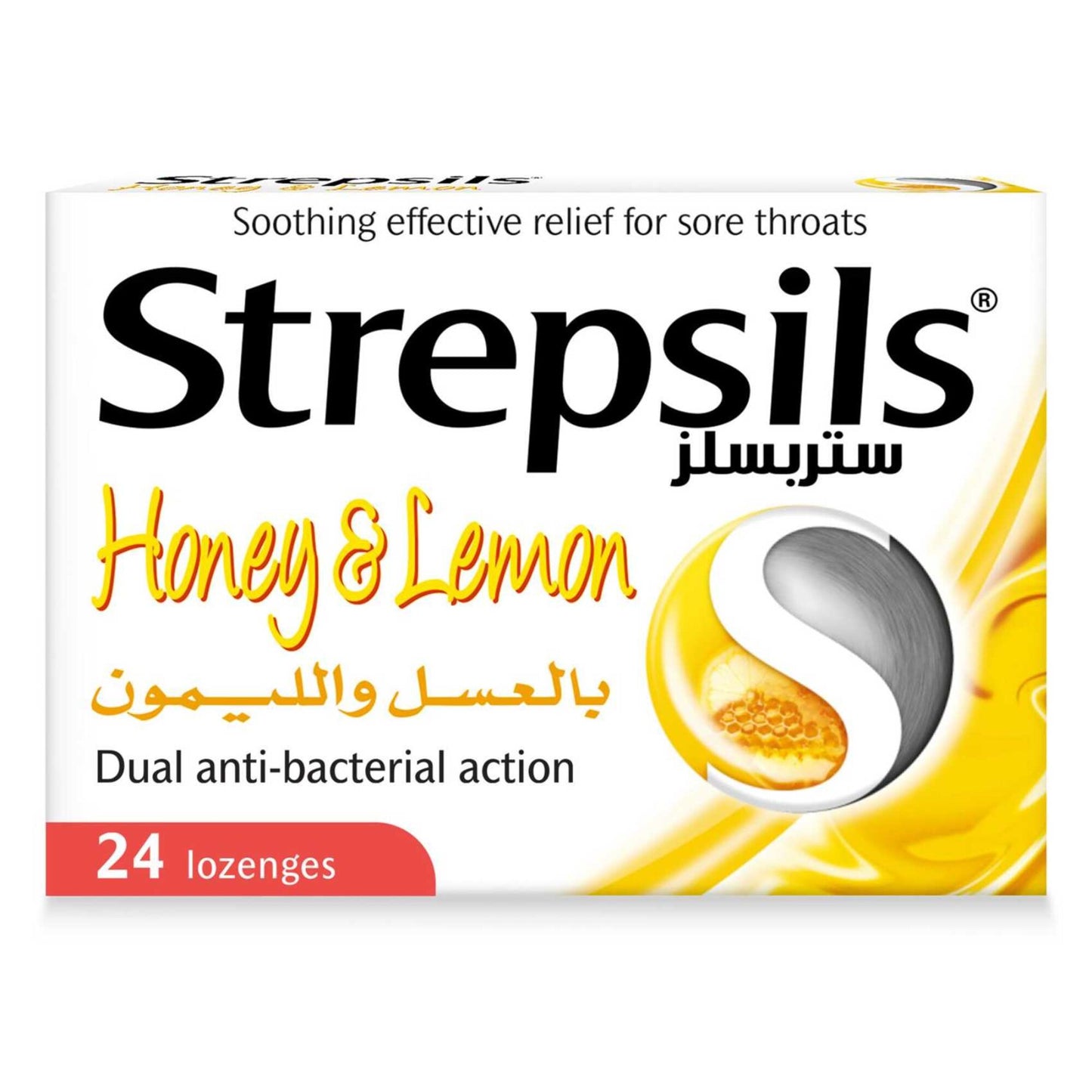 Strepsils Soothing Lozenges Honey & Lemon Flavor for Sore Throat 24 per pack