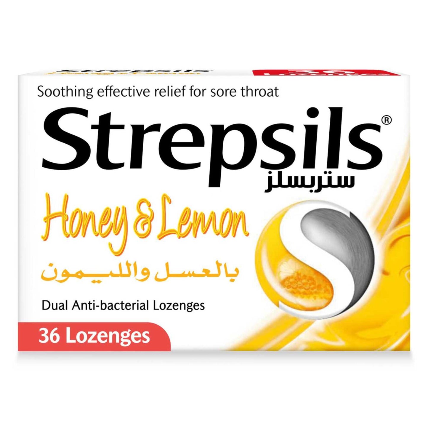 Strepsils Soothing Lozenges Honey & Lemon Flavor for Sore Throat 36 per pack