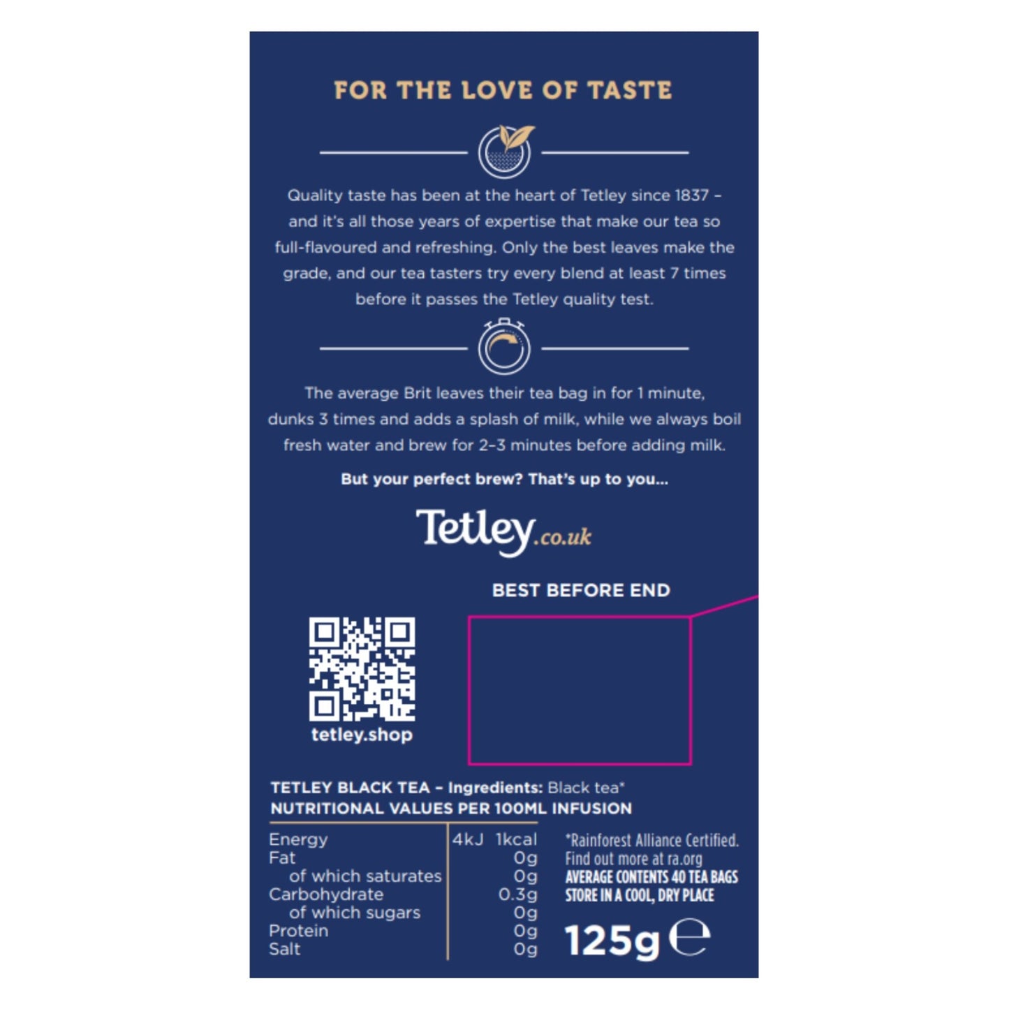 Tetley Original Black Tea Bags 40 per pack