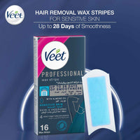 Veet Professional Hair Removal Wax Strips for Sensitive Skin Bikini & Underarms 16 Strips