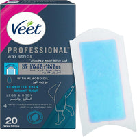 Veet Professional Hair Removal Wax Strips for Sensitive Skin Legs & Body 20 Strips
