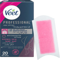 Veet Professional Legs & Body Wax Strips with Shea 20 per pack