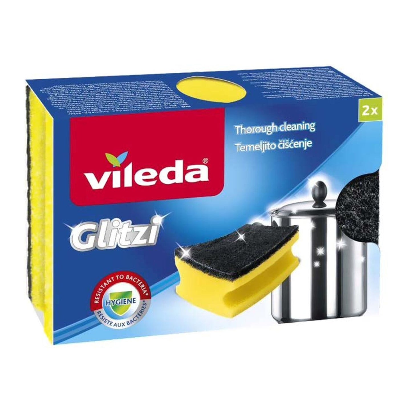 Vileda Glitzi Dishwashing Scourer Sponge Yellow 2 PCS