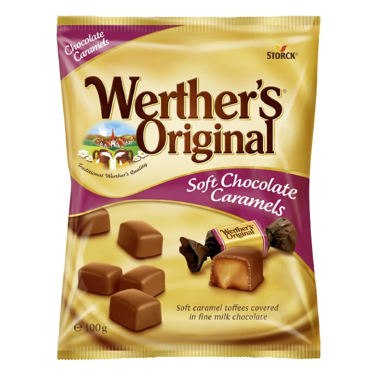 Werther's Original Soft Caramel Toffee Coated with Milk Chocolate 100 gr