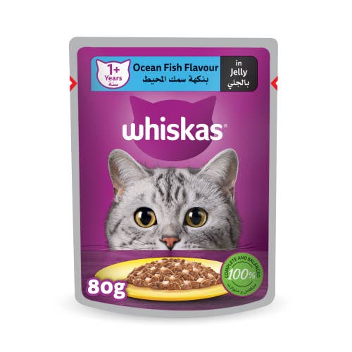 Whiskas Wet Food Ocean Fish Flavor for Adult Cats (1+ Years) 80 gr