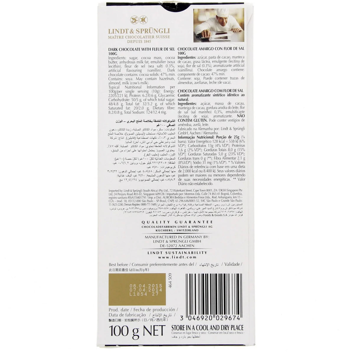 Lindt Excellence Sea Salt 100gm