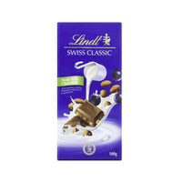 Lindt Swiss Classic Raisins & Gently Roasted Nuts Milk Chocolate Bar 100g