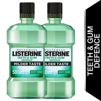 Listerine Teeth & Gum Defence Mouth Wash Zero 500mlTwin Pack 20% off