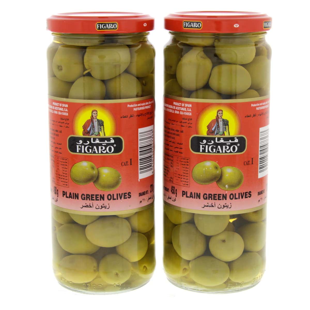Figaro Plain Green Olives 2 x 270g
