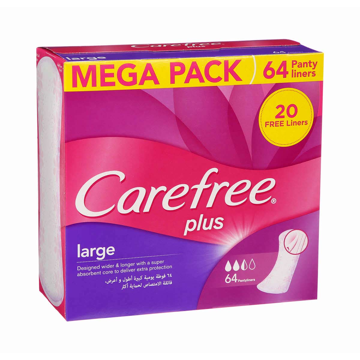 Carefree Panty Liner Large Mega Pack 64Pcs @ 31% off