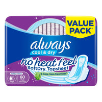 Always Cool & Dry No Heat Feel Maxi Thick Large Sanitary Pads with Wings 60s