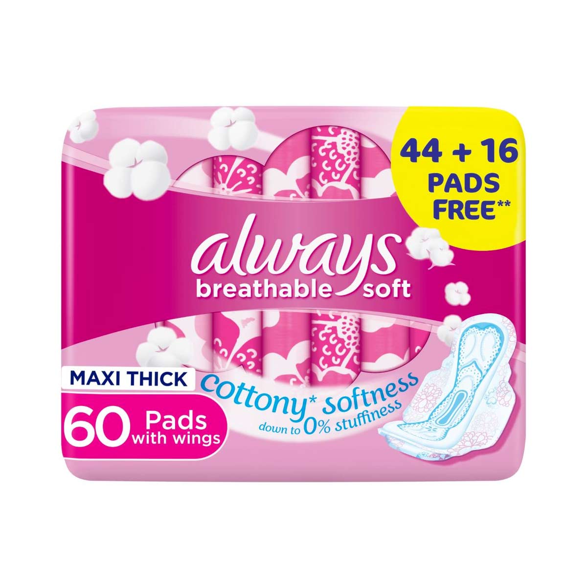 Always Cottony soft Maxi Thick Sanitary Pads 60s @ 6% off