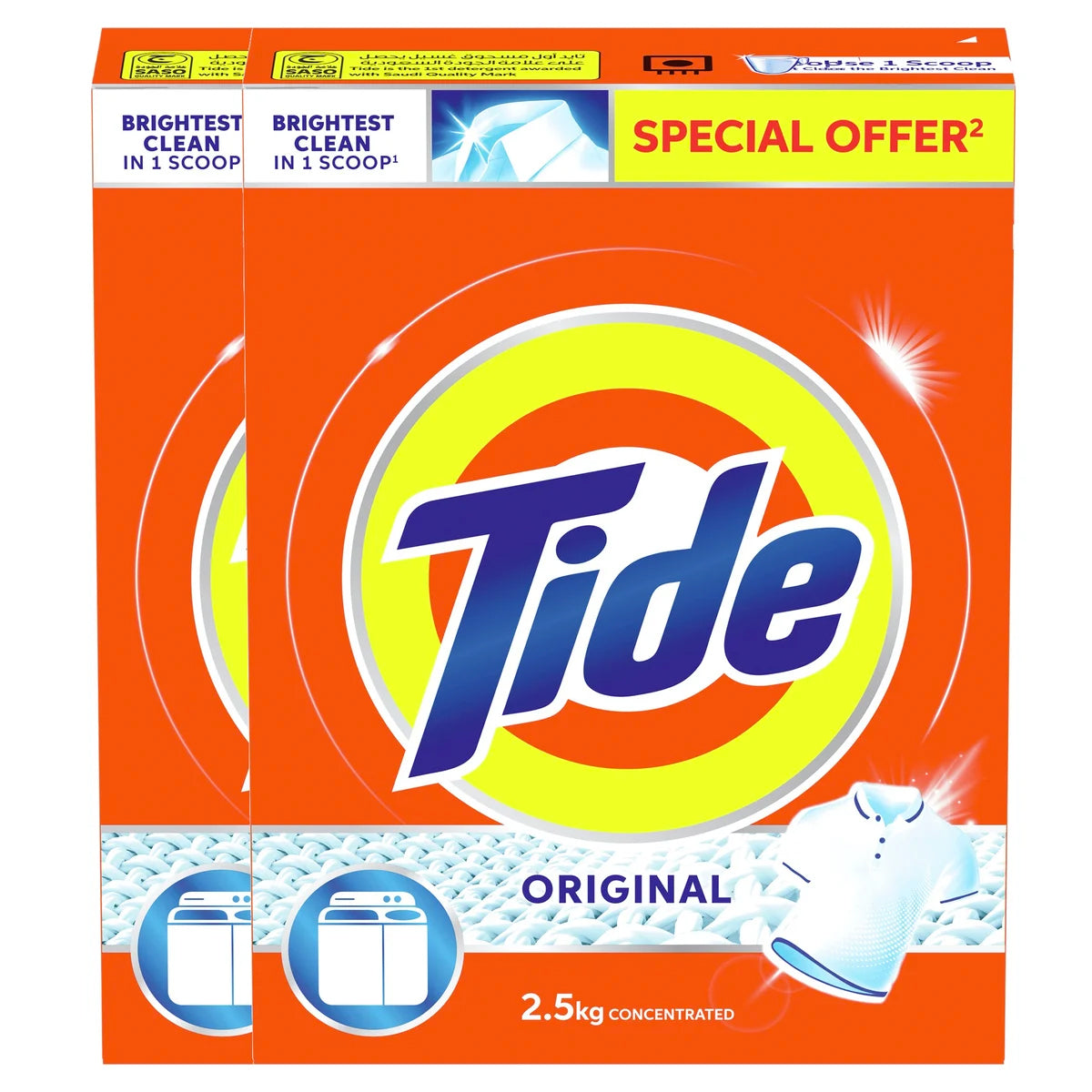 Tide Laundry Detergent Powder With Original Scent- 2.5Kg x 2 @ 15% off
