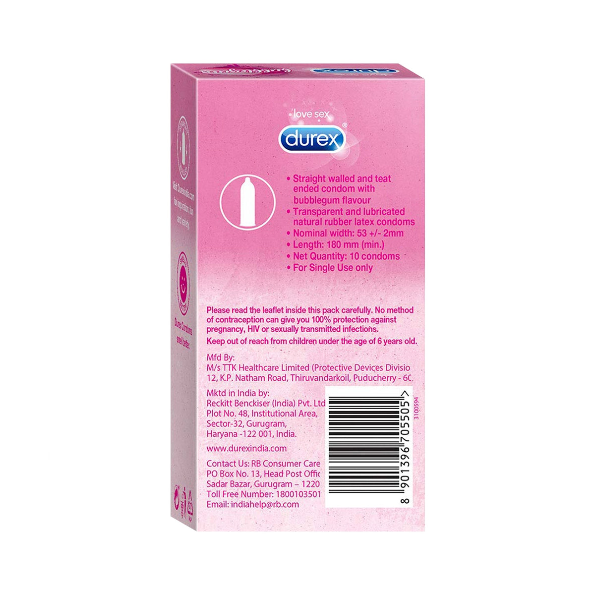 Durex Extra Thin 10s Bubblegum Origin India