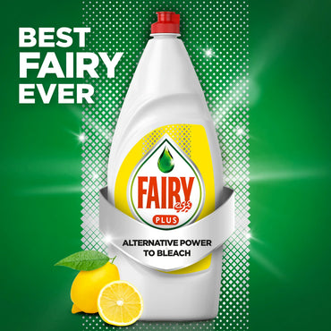 Fairy Plus Dishwashing Liquid Soap with Alternative Power to Bleach 600ml Lemon
