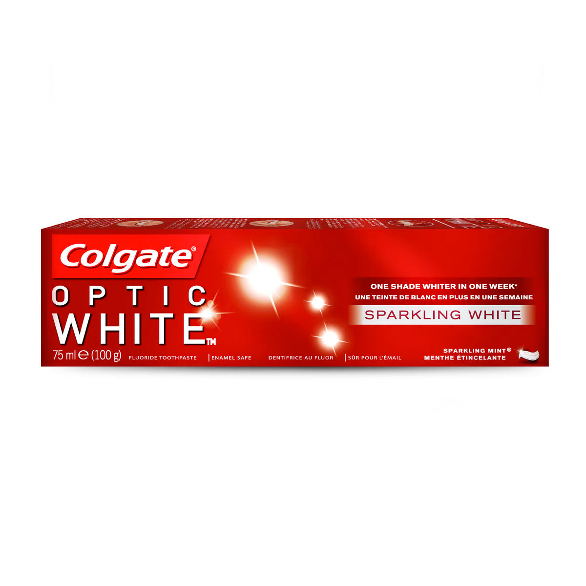 Colgate Fluoride Toothpaste Optic White for Lasting Whitening with Fresh Mint 75ml