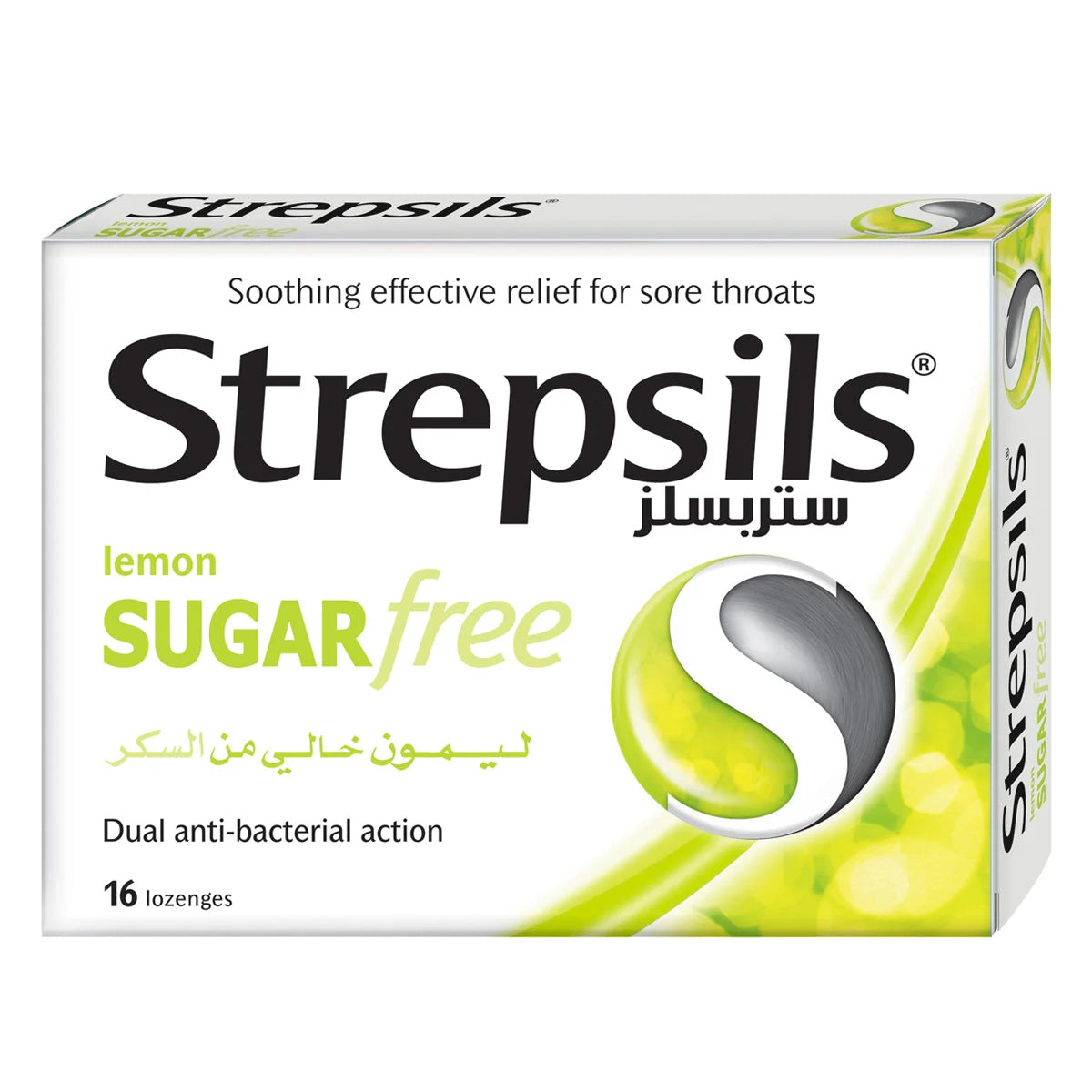 Strepsils Sugar Free Sore Throat Pain Relief Lemon Lozenges 16 count