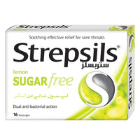 Strepsils Sugar Free Sore Throat Pain Relief Lemon Lozenges 16 count
