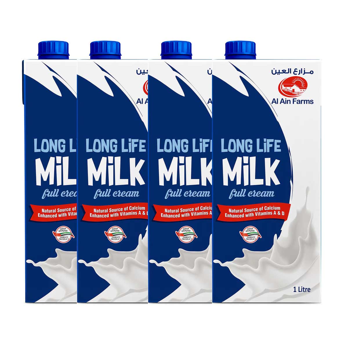 Al Ain Long Life Milk Full Cream 4 x 1Litre