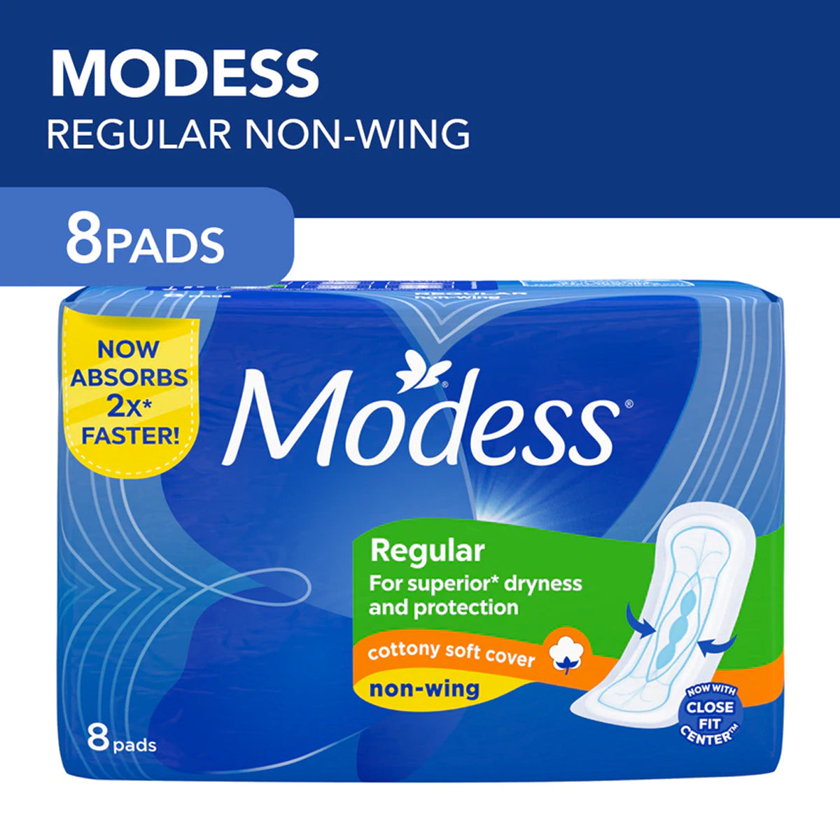 Modess Regular Sanitary Pads 8s- cottony soft cover non-wing