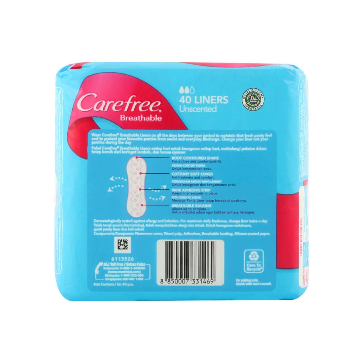 Carefree Breathable Unscented 40 Liners