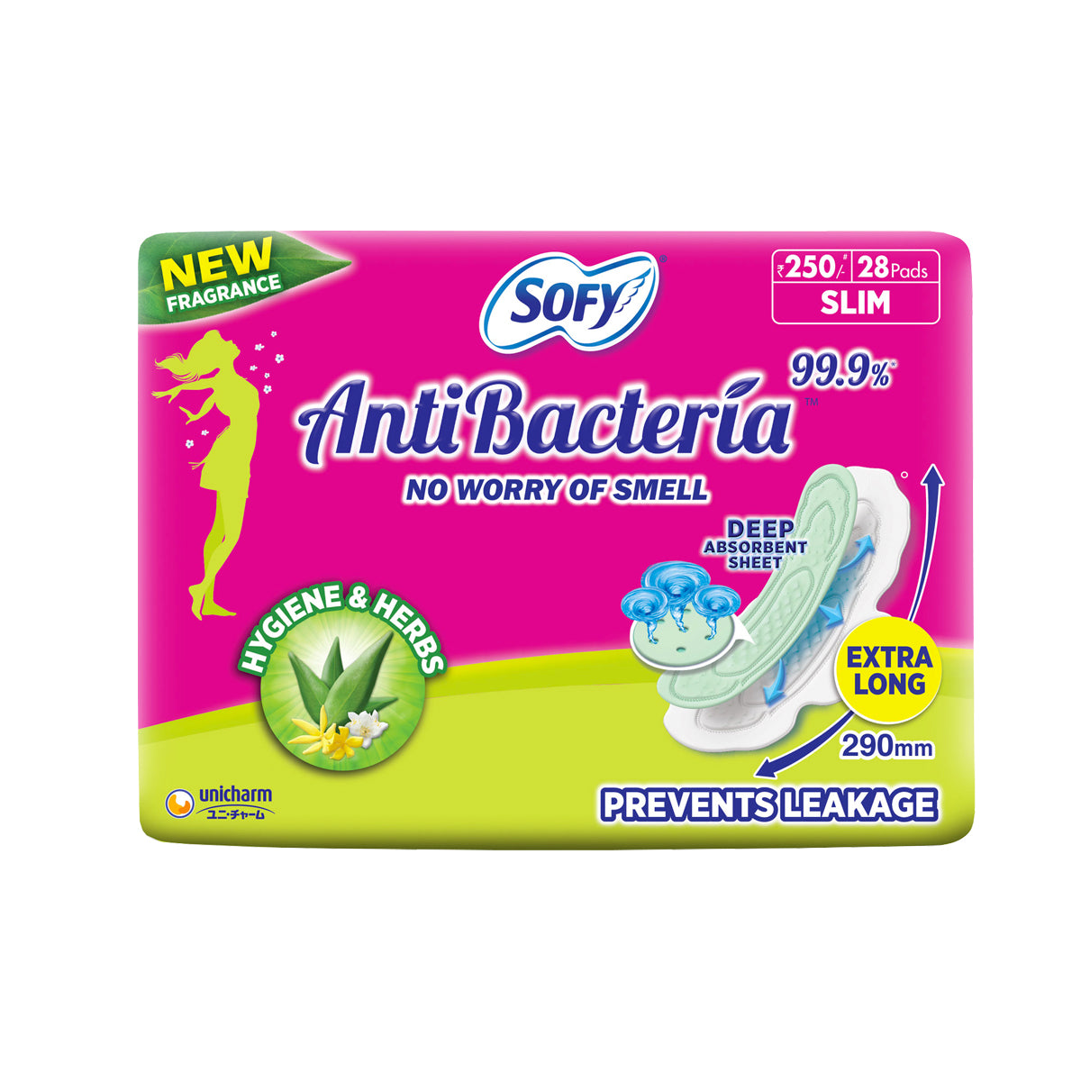 Sofy Antibacterial Extra Long Sanitary Napkins Ultra Soft And Rash Free 28 P for women (290mm)