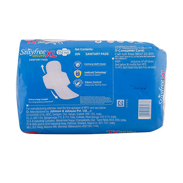 Stayfree Secure Extra Large Cottony Soft Cover Sanitary Pads For Women With Wings, 20 Pads (Pack of 1)