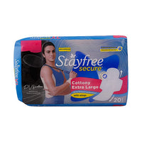 Stayfree Secure Extra Large Cottony Soft Cover Sanitary Pads For Women With Wings, 20 Pads (Pack of 1)