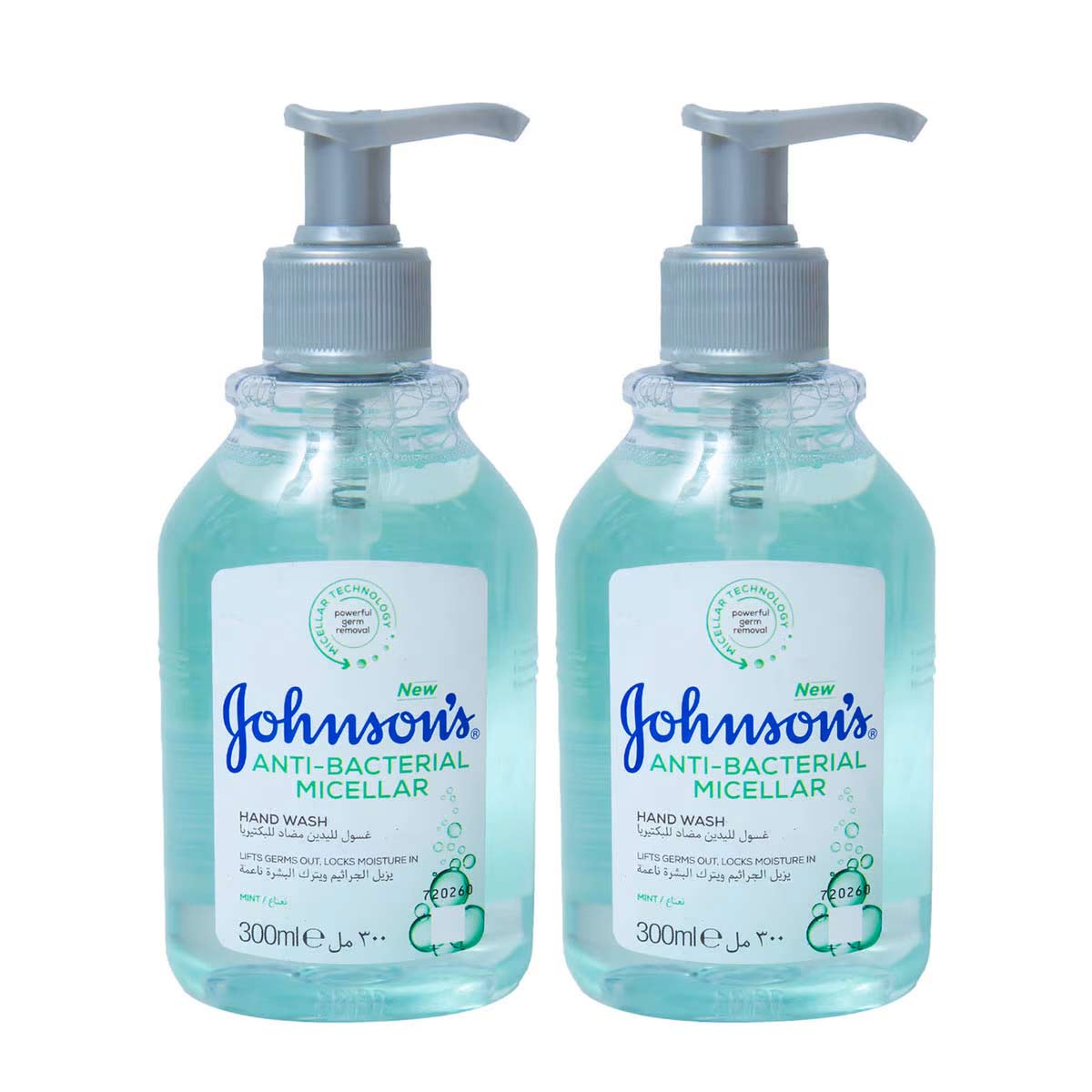 Johnsons Anti Bacterial Micellar Hand Wash Mint 300ml Twin Pack