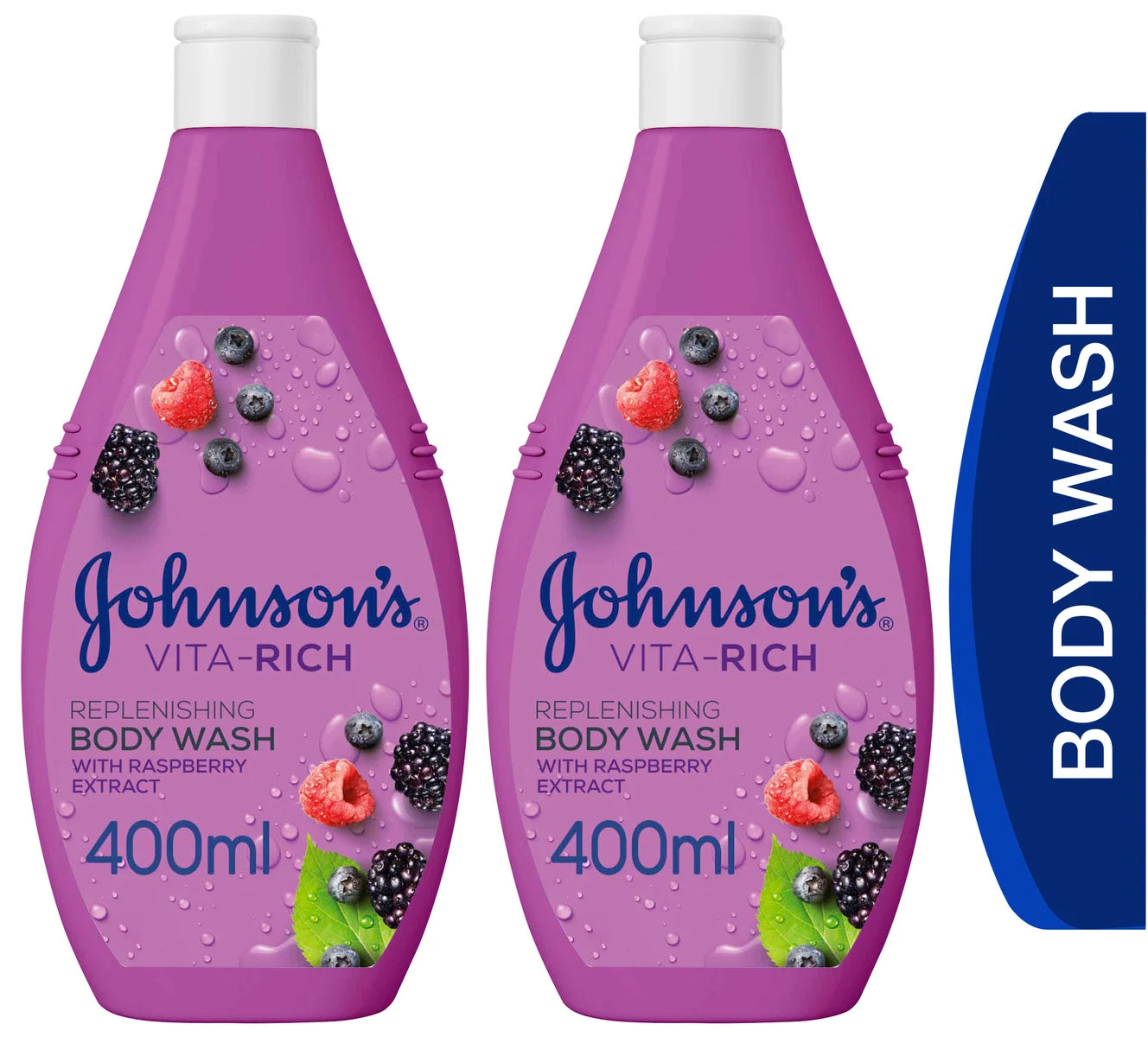 Johnsons VitaRich Body Wash Raspberry 400ml Twin 20% off