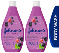 Johnsons VitaRich Body Wash Raspberry 400ml Twin 20% off