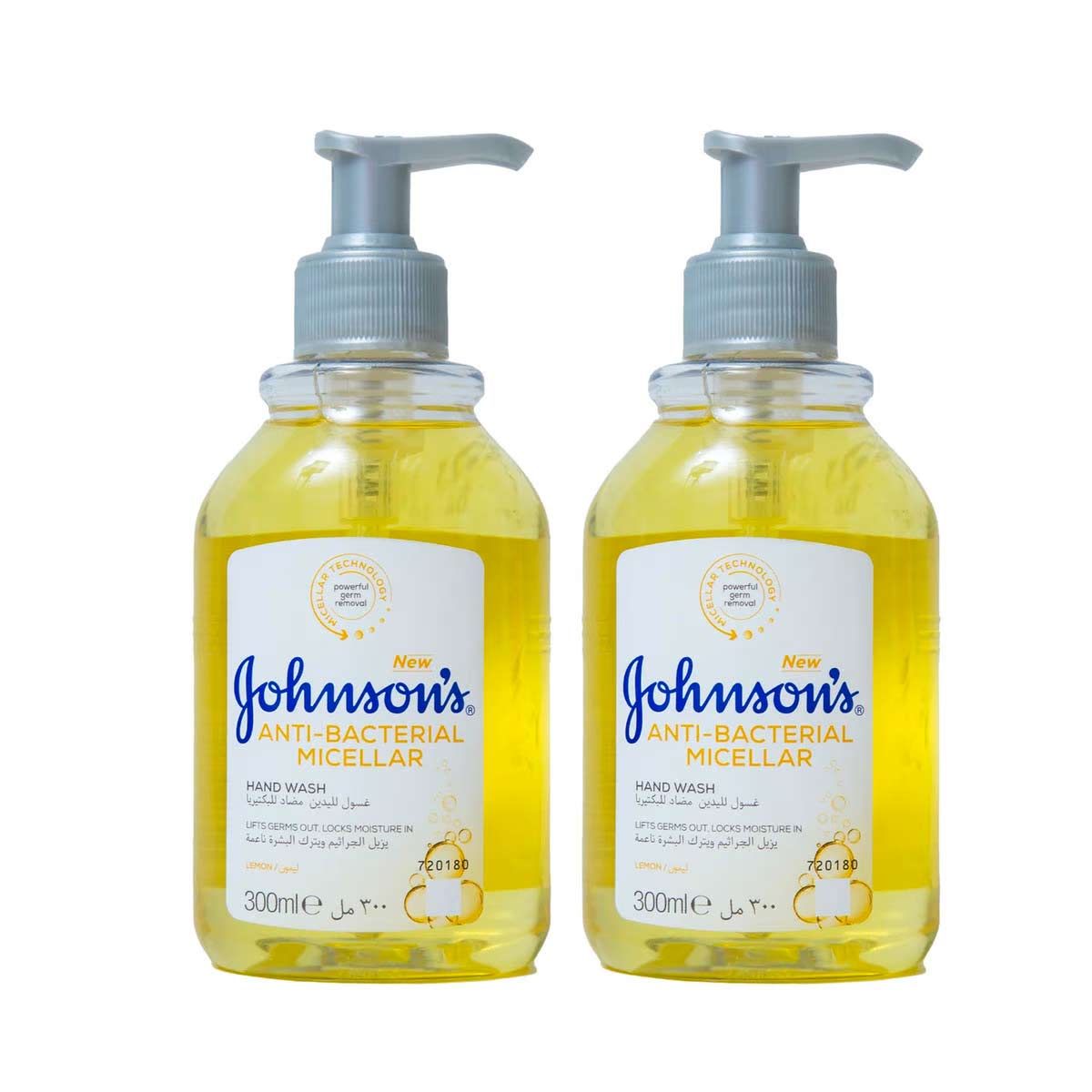 Johnsons Anti Bacterial Micellar Hand Wash Lemon 300ml Twin Pack