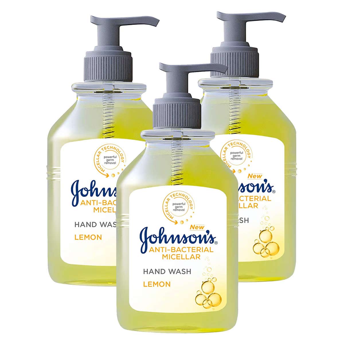 Johnsons Anti Bacterial Micellar Hand Wash Lemon 300ml Tri pack 20% off