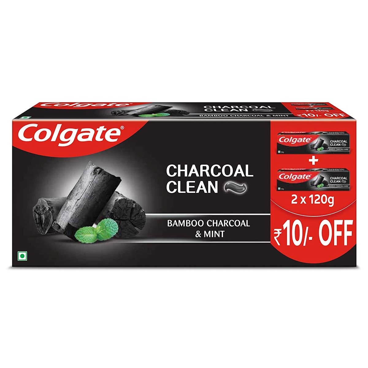 Colgate Charcoal Clean Bamboo Charcoal and Mint Toothpaste 2 x 120gm