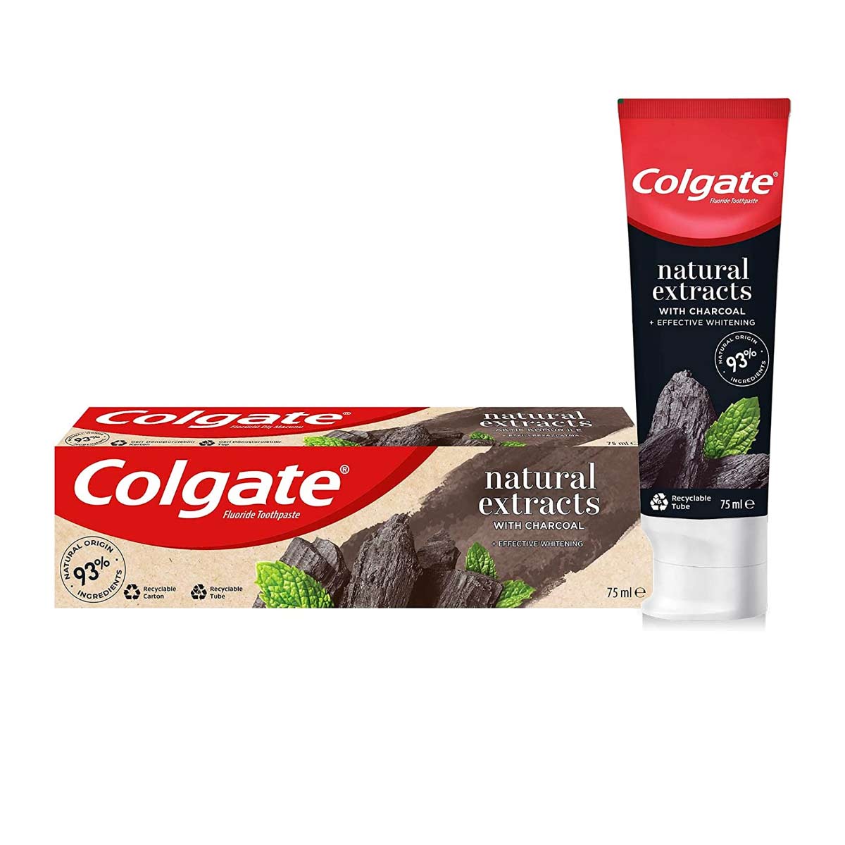Colgate Fluoride Toothpaste Natural Extracts with Charcoal + Effective Whiitening 75ml (100gm)